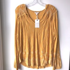 Lucky Brand  Yellow Peasant Blouse NEW